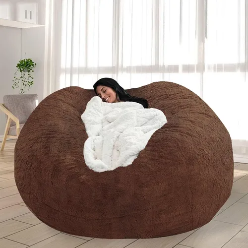 Vista 38 de Puf para adultos y niños sin relleno, sofá perezoso suave y redondo, funda de sofá de puf clásico, saco de amor para dormitorio, silla de lectura