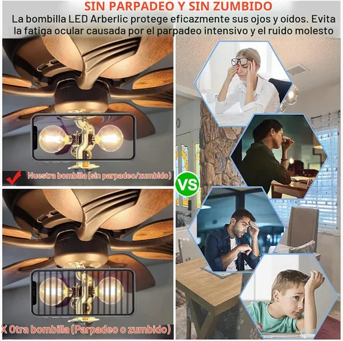 Vista 5 de Arberlic Bombilla G16.5, Bombilla LED E12 de 4W regulable Equivalente a Bombilla Candelabra E12 de 40 Vatios, Blanco Cálido 2700K, 400lm, CRI85+