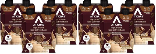 Vista 10 de Atkins Café au Lait - Batido de proteínas con sabor a café helado, batido alto en proteínas, bajo en azúcar, bajo en carbohidratos y bajo en azúcar