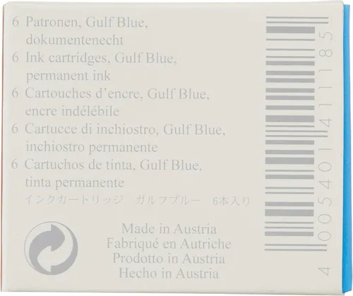 Vista 2 de Graf von Faber-Castell 6 cartuchos de tinta: Azul del Golfo, 141118