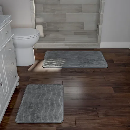 Vista 6 de Lavish Home - Juego de tapete de baño de espuma viscoelástica, 2 unidades Marfil