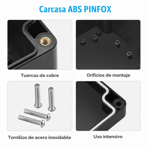 Vista 4 de Caja de conexiones plástica electrónica del ABS de la prenda impermeable IP65 de Pinfox del proyecto Negro