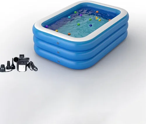 Vista 8 de con bomba inflable gratis, piscinas familiares de tamaño completo, piscina inflable para niños, adultos, niños pequeños a partir de 3 años, al aire