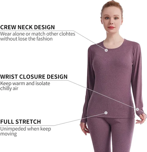 Vista 2 de Ropa interior térmica para mujer Long Johns conjuntos de ropa interior térmica para mujer, capa base ultra suave, regalos con caja