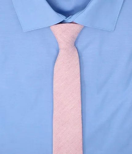 Vista 17 de Corbata delgada de algodón cambray para hombre, estilo desgastado texturizado - 2 1/2 pulgadas de ancho