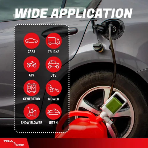 Vista 7 de TERA PUMP TRCDA de 2ª Generación - Bomba de Transferencia de Combustible Portátil con Parada Automática (2.5 Gal/Min) Tubo de Succión Ajustable