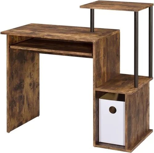 Vista 8 de Acme Lyphre - Escritorio rectangular de madera para computadora con bandeja para teclado en color negro