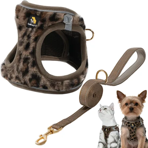 Vista 10 de BELLA & PAL Arnés de chaleco con entrada por pasos para perros pequeños y medianos, arnés para perros pequeños sin tirones con juego de correa