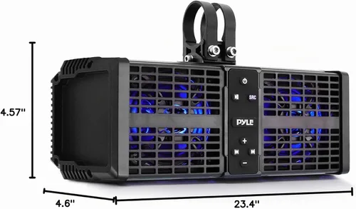 Vista 8 de Pyle Barra de sonido ATV/UTV de 11 pulgadas, altavoces Bluetooth UTV impermeables con amplificador de clase D integrado, sistema de altavoces de 2