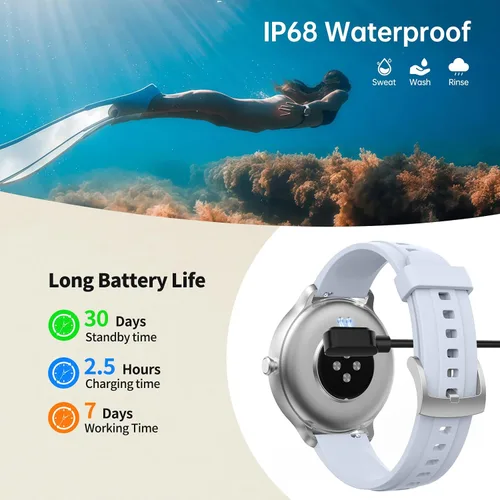 Vista 8 de Reloj inteligente para hombres y mujeres (respuesta/hacer llamadas), reloj inteligente con voz AI integrada, rastreador de fitness HD de 1.27