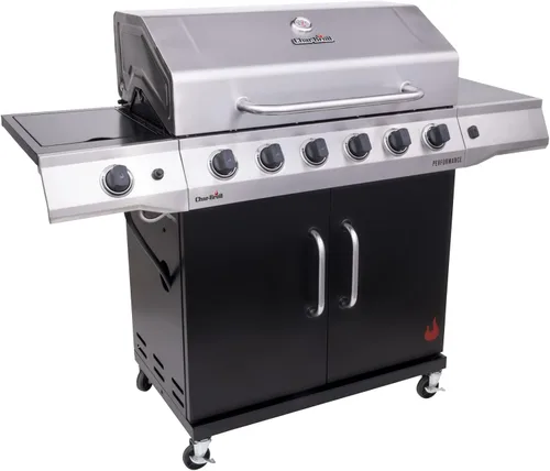 Vista 13 de Charbroil Performance Series 463253925 - Armario para parrilla de gas de 4 quemadores con quemador lateral, color negro