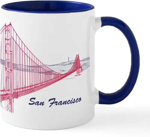 Vista 115 de CafePress Taza de café de cerámica de 11 oz (11.0 fl oz) de San Francisco Blanco - Taza San Francisco