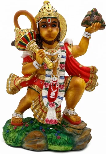 Vista 6 de alikiki Estatua de Hanuman volador de Dios hindú – 9.2 pulgadas de alto Jayanti Murti Pooja Diwali regalo para amigo indio, familia, altar puja