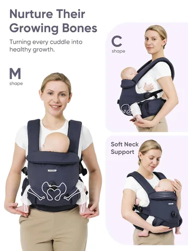 Vista 10 de bonoch EaseFit - Portabebés para recién nacidos a niños pequeños, perilla de ajuste para desarrollo saludable de la cadera del bebé, correa