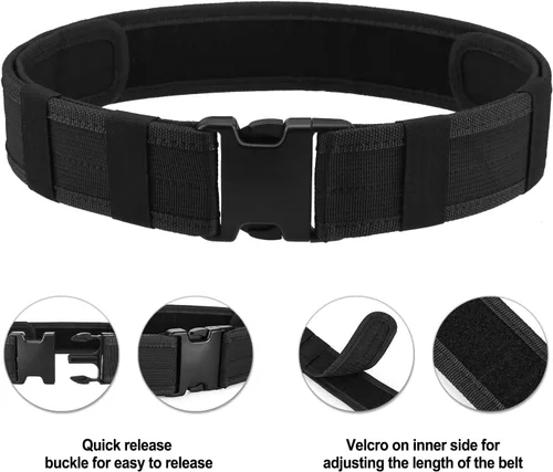 Vista 5 de AGPTEK Cinturón táctico de combate de nylon para seguridad policial (negro)