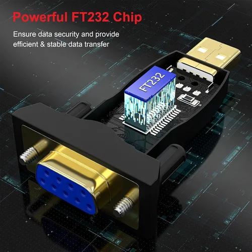 Vista 8 de Adaptador USB a serie RS232 con FT232, USB a RS232 chapado en oro DB9 convertidor hembra compatible con Windows 10, 8.1, 8, 7, Vista, XP, Linux