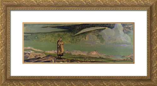 Vista 5 de ArtDirect Roerich, Nicholas 24x14 Black Modern Framed Art Print Titled: Legend Black Modern Wood Frame