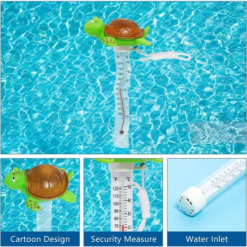 Vista 3 de Termómetro flotante para piscina, pantalla grande con cuerda fácil de leer, resistente a roturas, para piscinas al aire libre e interior, spas