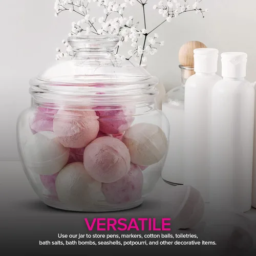 Vista 6 de Modern Innovations Tarro de dulces y galletas de 40 onzas con tapa, tarro de boticario transparente de acrílico premium, decoración de bodas
