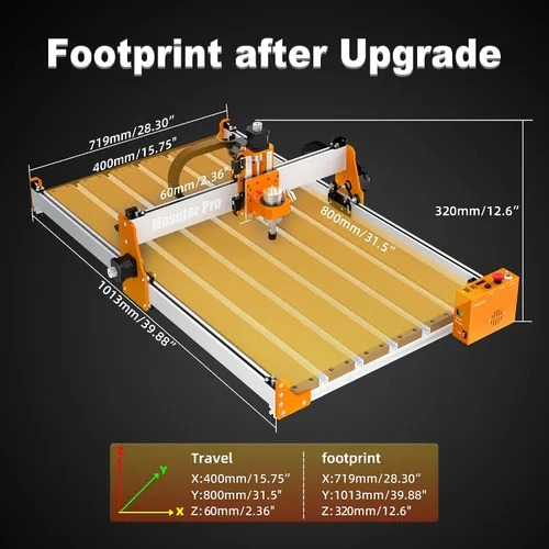 Vista 6 de Kit de extensión de eje Y FoxAlien 4080 para Masuter Pro, con área de trabajo extendida de máquina de enrutador CNC de tablero de desperdicio