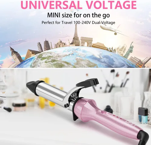 Vista 6 de Dan Technology Rizador de doble voltaje con barril de 1 pulgada, temperatura ajustable, apagado automático de 60 minutos para cabello largo y corto