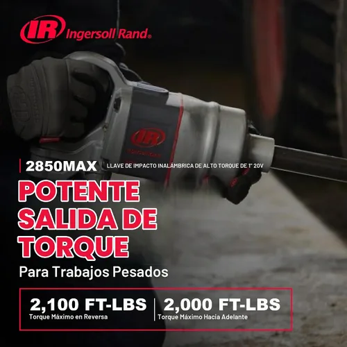 Vista 2 de Ingersoll Rand 2850MAX Llave de impacto neumática de 1 pulgada, par máximo de 2,100 ft-libras, mango D