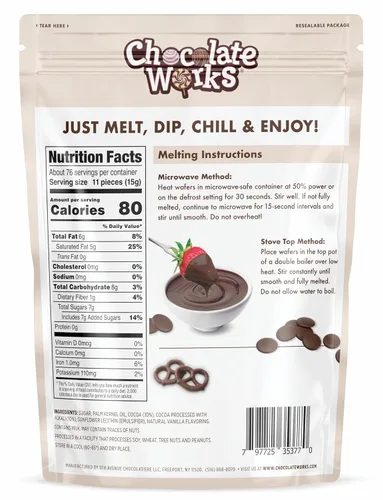 Vista 3 de Chocolate Works Obleas de chocolate negro para derretir, 2.5 libras (paquete de 1)