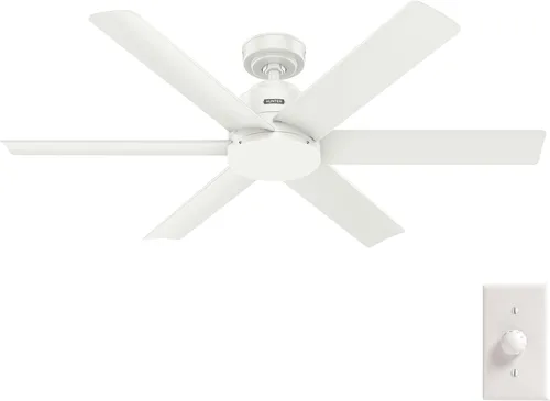 Vista 17 de Hunter 59614 Kennicott - Ventilador de techo para exterior o interior de 44 pulgadas sin luz - Ventilador de techo blanco sin luz, para patio Blanco