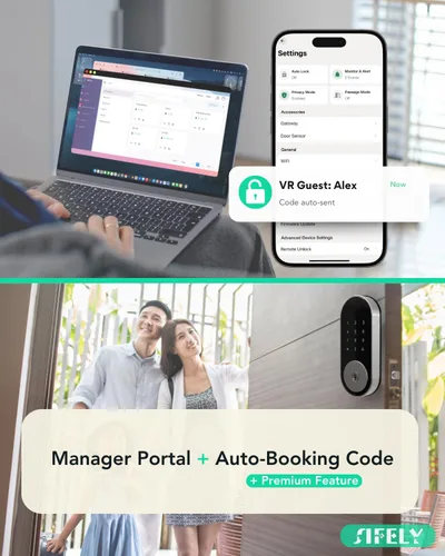 Vista 14 de Cerradura de puerta inteligente WiFi integrada con teclado, entrada sin llave, control de aplicación, bloqueo automático, más de 150 códigos, ideal