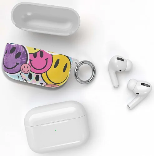 Vista 4 de Casely Funda compatible con AirPods Pro 1 All Smiles Funda para AirPods con adhesivo de cara sonriente