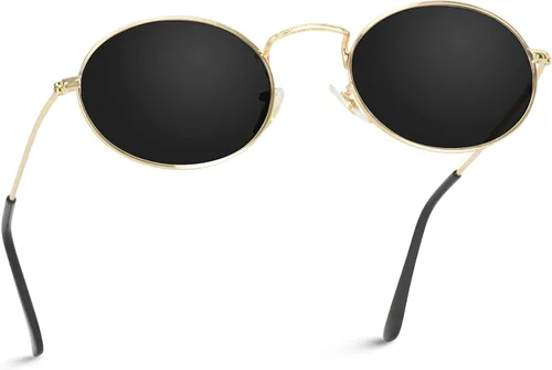 Vista 2 de WearMe Pro - Gafas de sol de lentes polarizadas con marco de metal ovalado pequeño