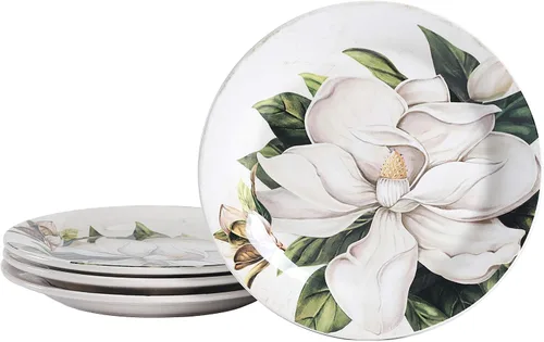 Vista 22 de Bico Blossom Symphony - Juego de 4 platos de ensalada de 8.75 pulgadas de cerámica, platos de postre para ensalada, aperitivo, guarniciones, aptos
