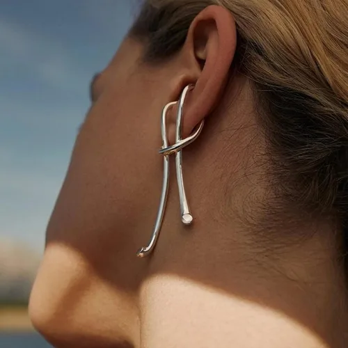 Vista 3 de Ear Cuffs for Women Non Piercing Adjustable Silver Ear Cuff Ear Clip Wrap Earrings Fake Ear Piercings Dangle Earrings