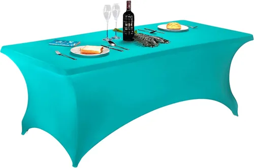 Vista 110 de LZY Mantel de mesa elástico ajustable de elastano para mesa plegable de 4, 6 o 8 pies, mantel rectangular de cóctel, perfecto para fiestas o Manzana