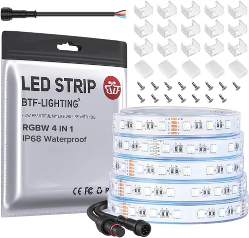 Vista 11 de BTF-LIGHTING RGBW LED Strip Cool White 16.4ft 60LED DC12V UL Listed IP30 RGB+blanco frío