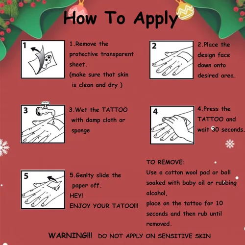 Vista 7 de CHARLENT Tatuajes temporales de Navidad para niños, 148 tatuajes individuales para niños, recuerdos de fiesta de Navidad, relleno de calcetines