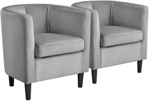 Vista 18 de Yaheetech - Silla de terciopelo decorativa, sillones modernos y cómodos, silla de sofá de barril tapizada para sala de estar, dormitorio, sala