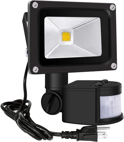 Vista 10 de Luces de inundación con sensor de movimiento al aire libre, lámpara LED de inducción de 10 W, foco impermeable IP65, 6500 K luz de sensor LED, luz
