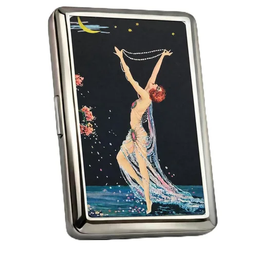 Vista 13 de Cartera de metal con diseño Art Deco de estilo vintage versátil para tarjetas y dinero en efectivo, con capacidad para tarjetas de crédito, tarjetas