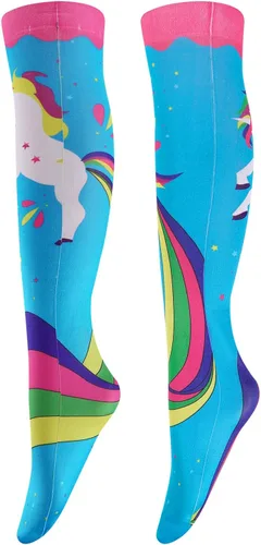 Vista 5 de Benefeet Sox Calcetines largos hasta la rodilla para mujeres y niñas, divertidos, sedosos, ligeros, con estampado 3D, para cosplay, medias locas