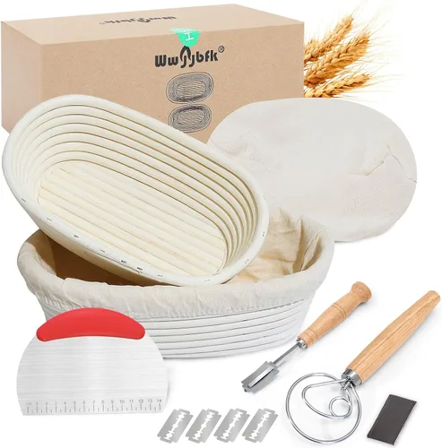 Vista 9 de Wwyybfk Banneton - Cesta para hornear pan, suministros para hornear pan de masa madre de 9 pulgadas