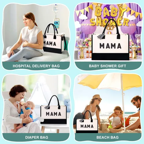 Vista 6 de Extrogif MAMA - Bolsa de mano para el día de la madre, regalos para la nueva mamá, mujeres embarazadas, bolsa de hospital esenciales para el parto