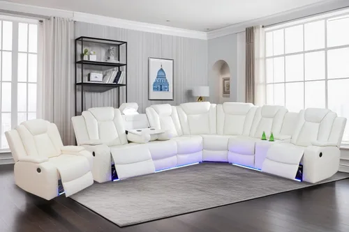 Vista 33 de A Ainehome Juego de sofá modular reclinable eléctrico con luz LED, sofás seccionales de cuero, juegos de muebles de sala de estar, juegos de sofá