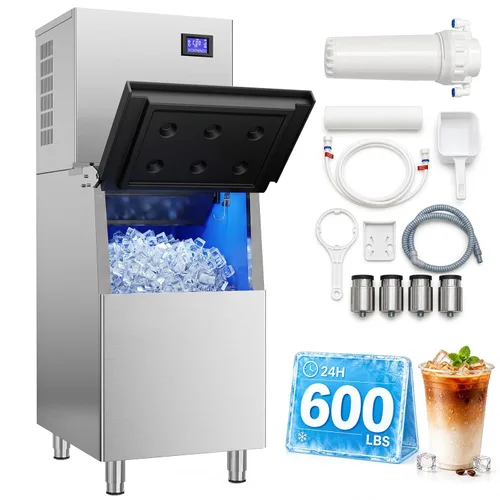Vista 12 de Mojgar Máquina comercial del fabricante de hielo de 700LBS/24H con el Plateado
