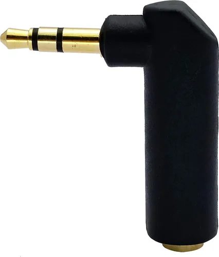 Vista 5 de Adaptador de conector de 0.138 in en ángulo recto de 90 grados, 3 polos de 0.138 in TRS Audio estéreo macho a hembra adaptador de extensión