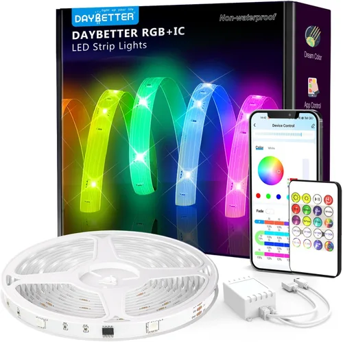 Vista 10 de DAYBETTER Tira de luces LED inteligentes de 100 pies con control remoto de aplicación, 5050 RGB para dormitorio, sala de estar, decoración