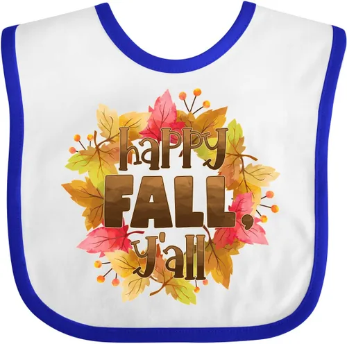 Vista 6 de inktastic Happy Fall, Y'all Fall Leaves Wreath Baby Bib