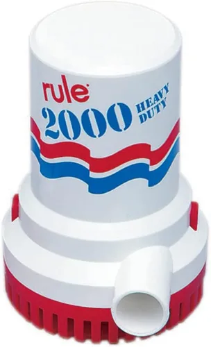 Vista 2 de Rule Bomba de sentina 2000 GPH de 12 V, accesorio sumergible para barco marino con descarga de 1-1/8 pulgadas, antibloqueo de aire, protección