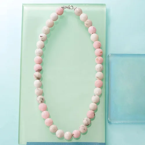 Vista 8 de Ross-Simons 12mm Pastel Pink Opal Bead Necklace With Sterling Silver