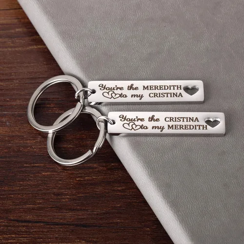 Vista 3 de Soul Sisters - Llavero para 2 2 piezas con texto en inglés "You're The Cristina to My Meredith Ture Friends", llaveros inspirados en Greys Anatomy